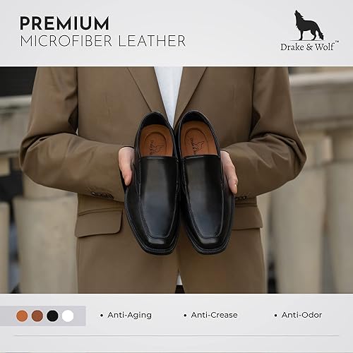 Miniatura 3 de Drake & Wolf Mocasines para hombre, zapatos de vestir para hombre, mocasines clásicos de cuero de microfibra hechos a mano para hombre, zapatos de