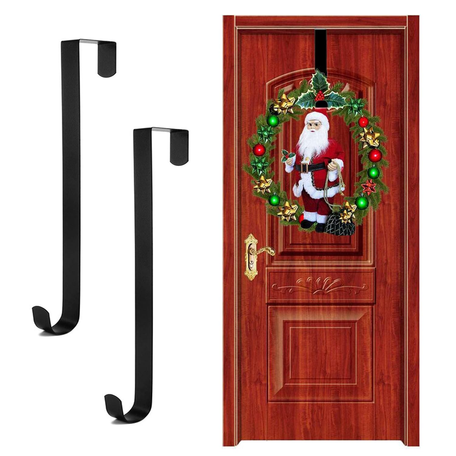 Gancio Per Ghirlande Da Porta 30,5 Cm – Metallico Bianco, Antigraffio, Per Natale E Halloween, Installazione Senza Viti