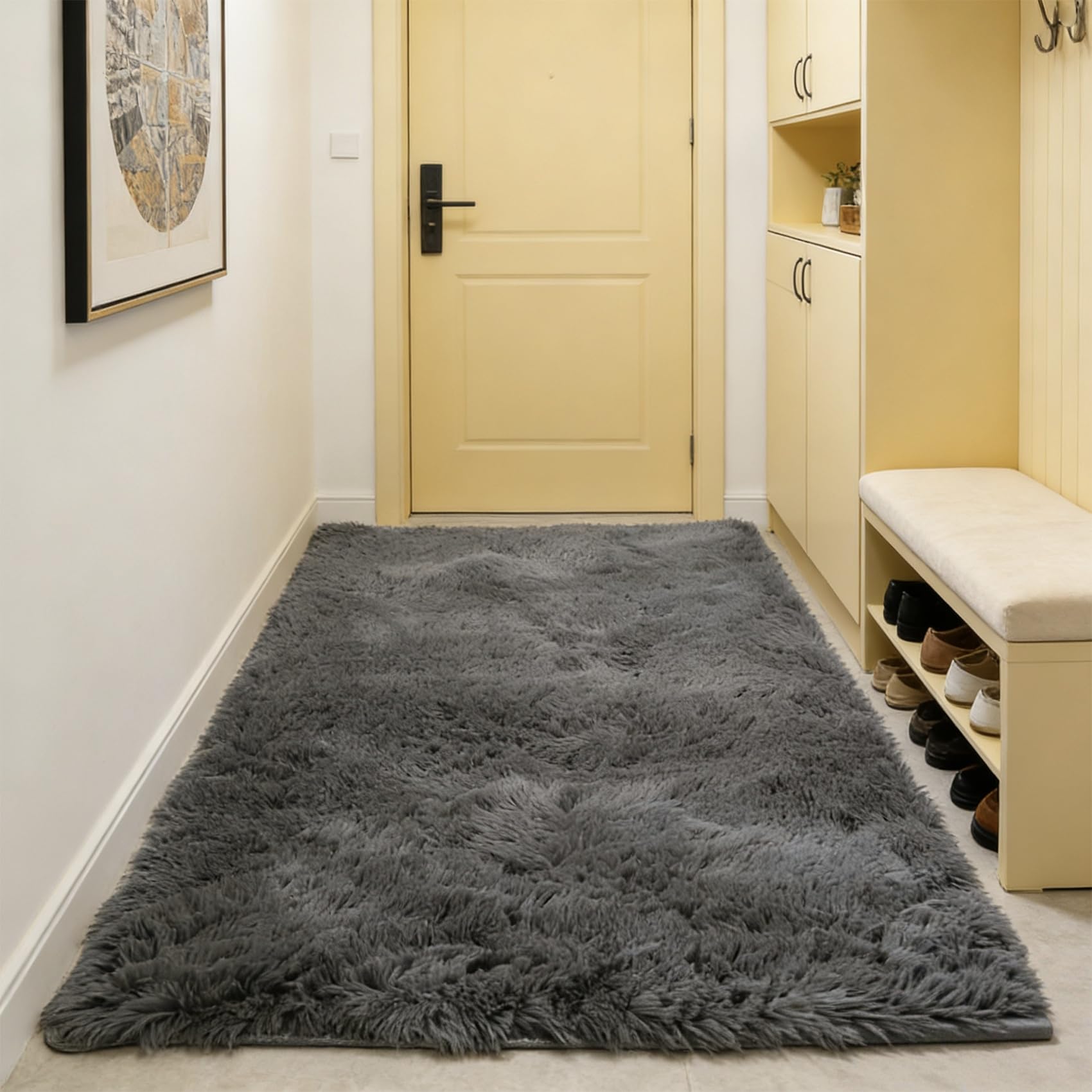 Tapis élégant 205 x 180 cm de salon moderne aux finitions soignées