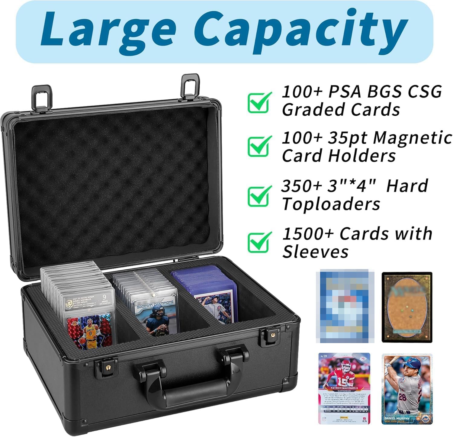 Valigetta Carte Gradate con 3 Scomparti, in Alluminio Leggero con Serratura a Combinazione, Valigetta da Collezione per Carte da Gioco con Rivestimento in Schiuma EVA
