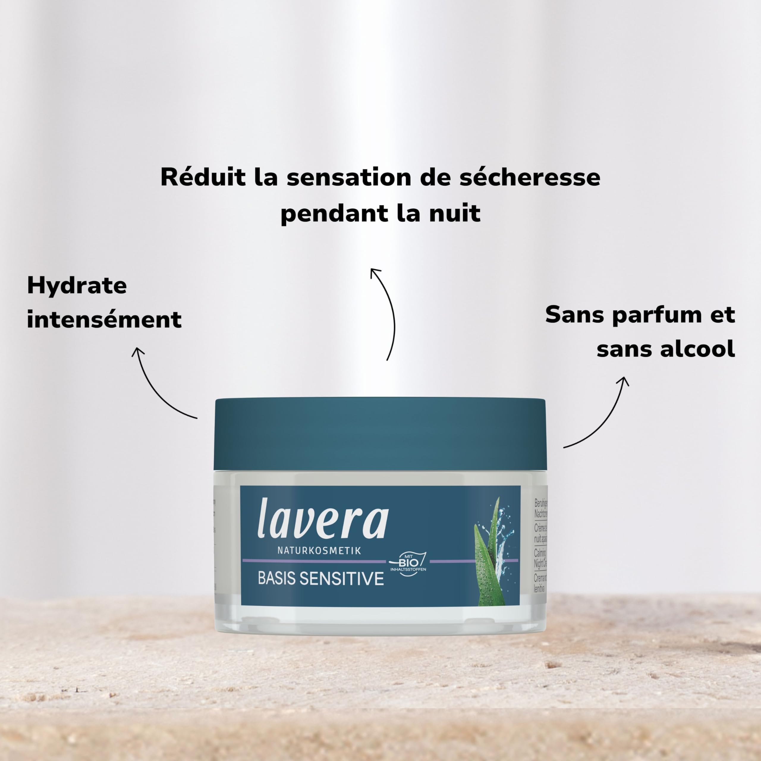 lavera basis sensitiv Kojący krem na noc - kosmetyki naturalne - wegański - organiczny aloes & Organiczny olejek migdałowy - nawilżający - krem do twarzy - pielęgnacja na noc - bez zapachu - 1 x 50 ml