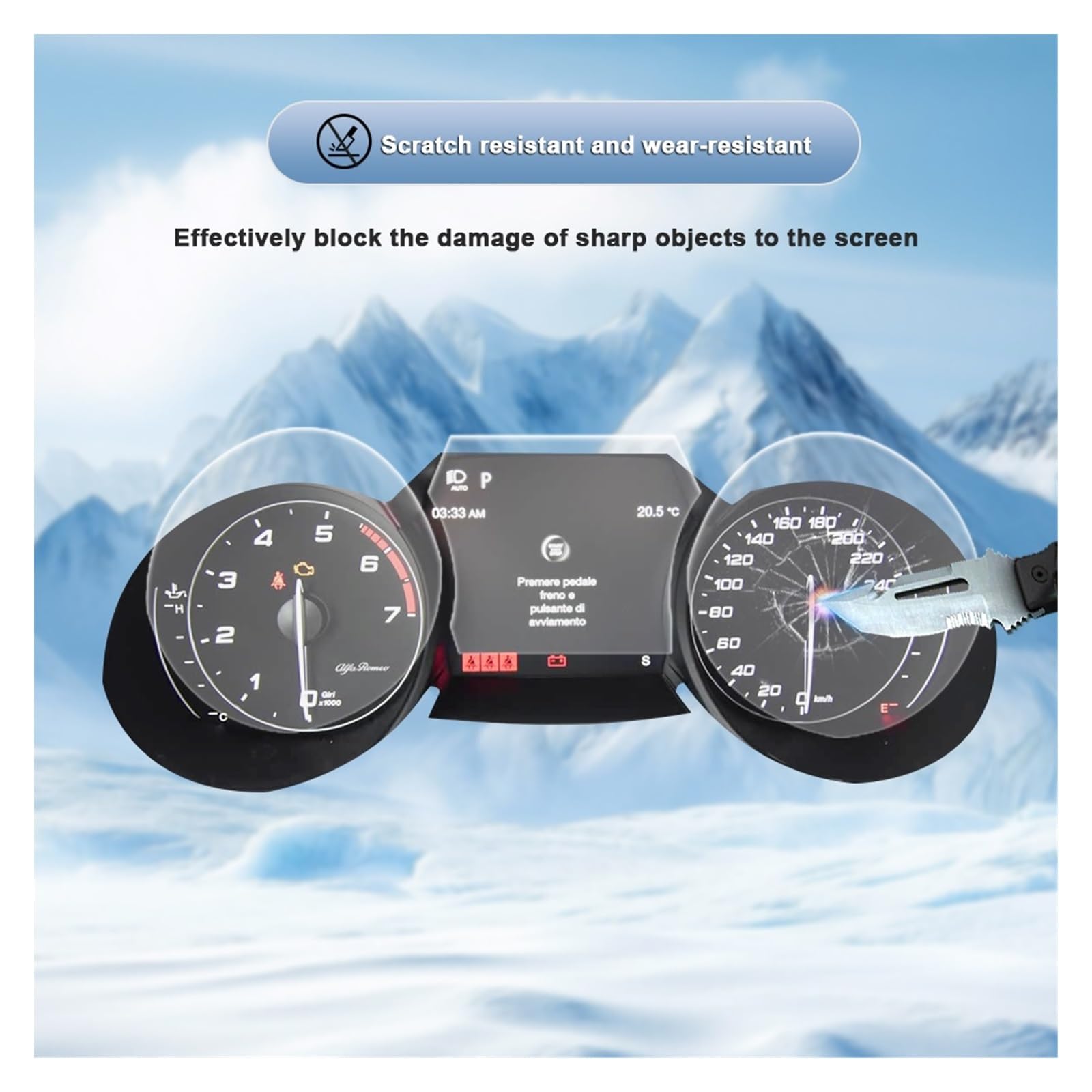 Matter blendfreier Displayschutz für Konsole Navigationsbildschirm TPU-Folie kratzfestes PPF für Al&FA Ro&meo Stelvio 2019–2022 Displayfolie