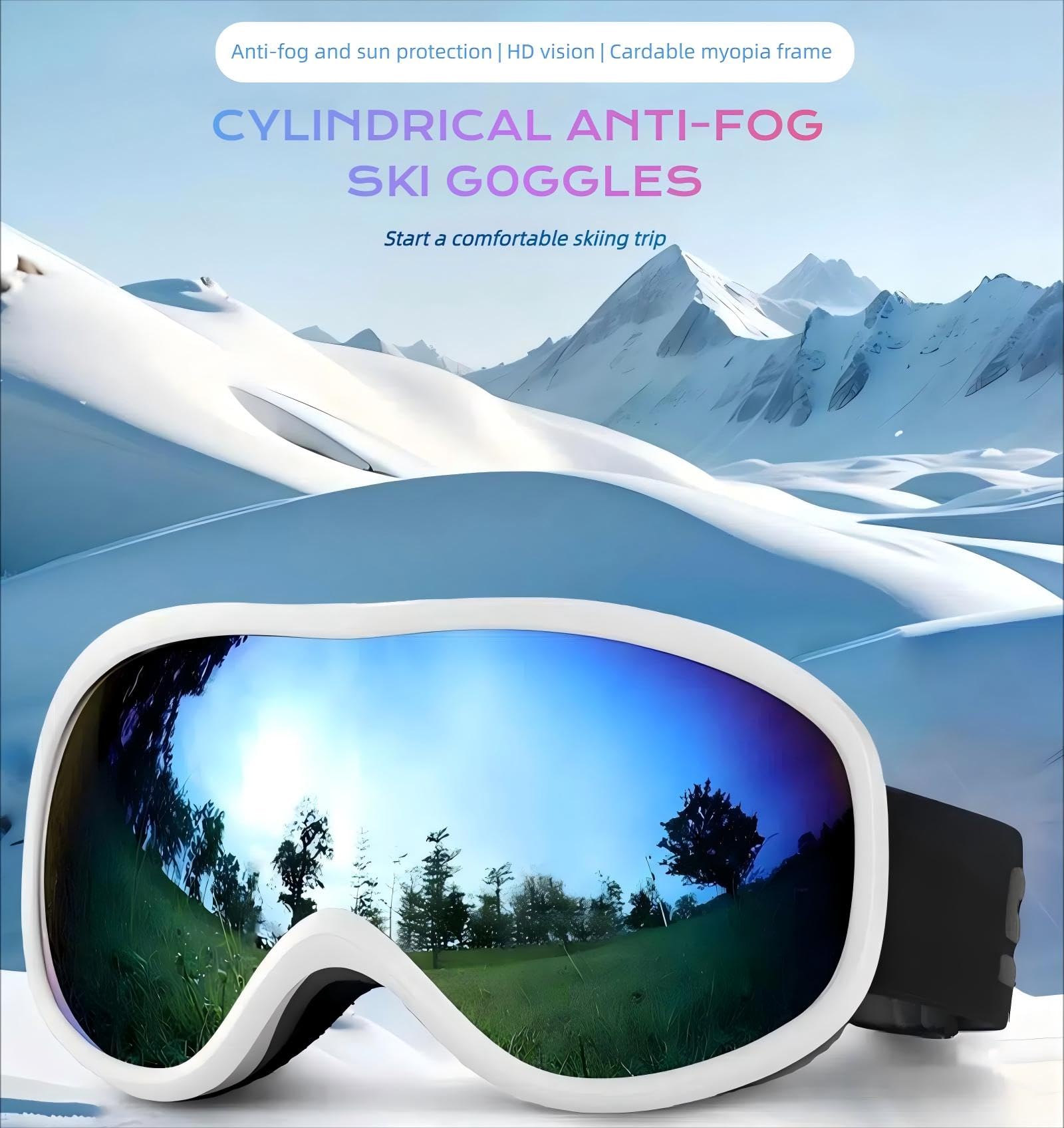 Lunettes de Ski sphériques 2024 Nouvelles Lunettes Double Anti-buée Hommes et Femmes Peuvent Porter Anti-buée, Vent et Protection, Peuvent Porter des Lunettes de Ski myopie