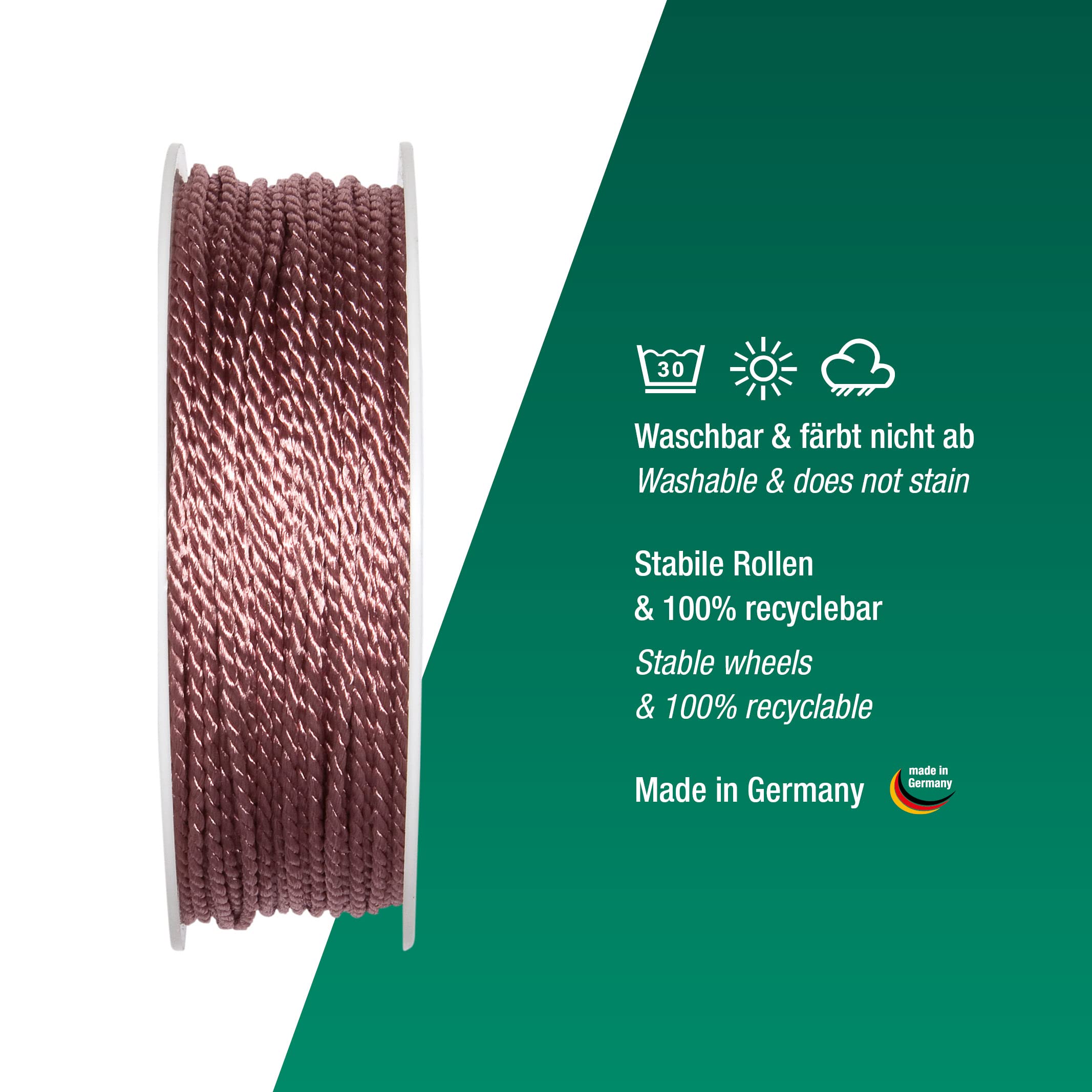 Halbach Seidenbänder Premium Kordel (Dunkelpink) – Bild 3