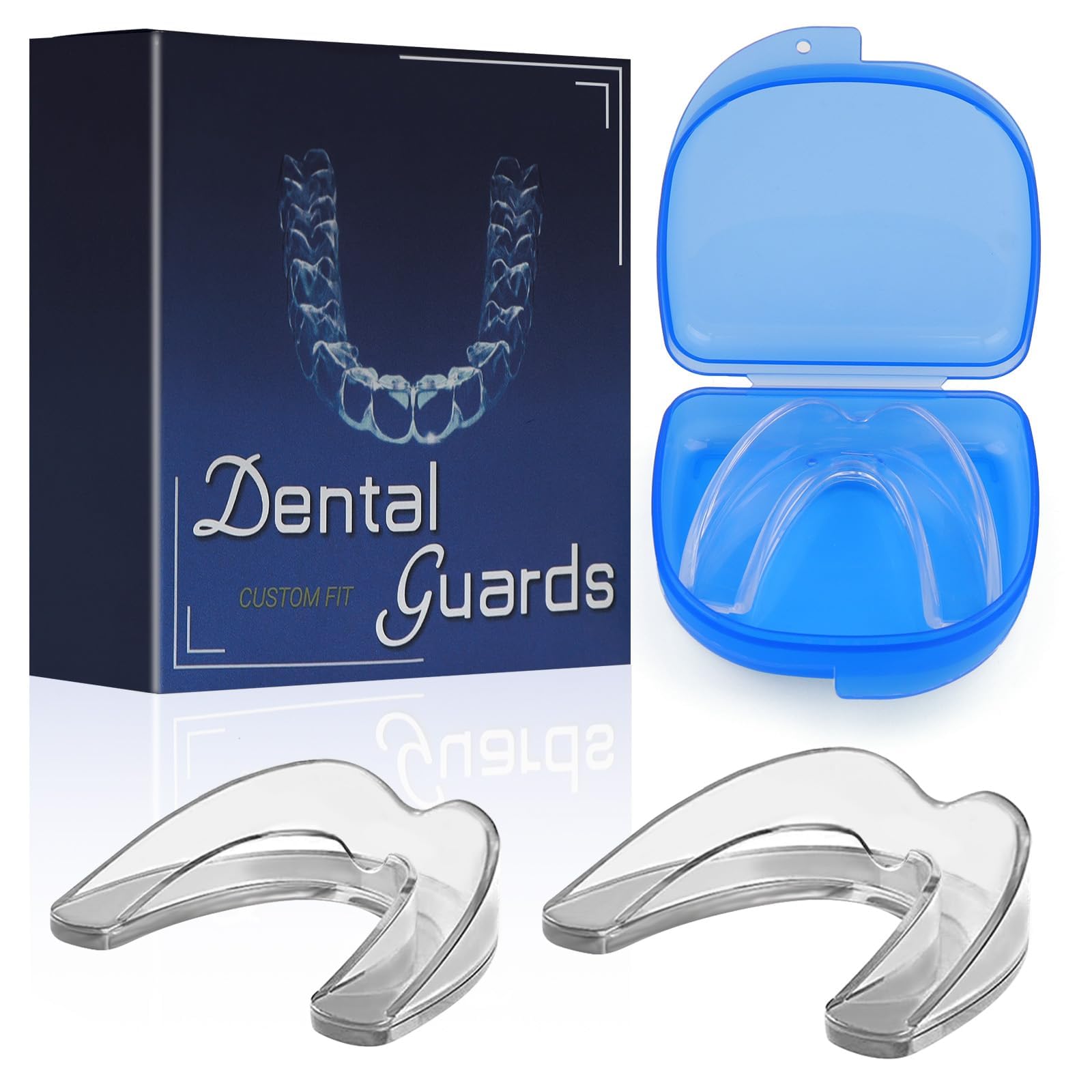 2 Pcs Night Guards for Teeth Grinding,Comfort Fit Mouth Guard for Teeth Clenching,Mouth Guard for Teeth Grinding, Travel-Friendly Teeth Protection,Dental Night Guard for People