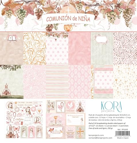 Pack de papeles 14 Papeles (12"x12"/30,5x30,5cm) - Comunión de niña Cover