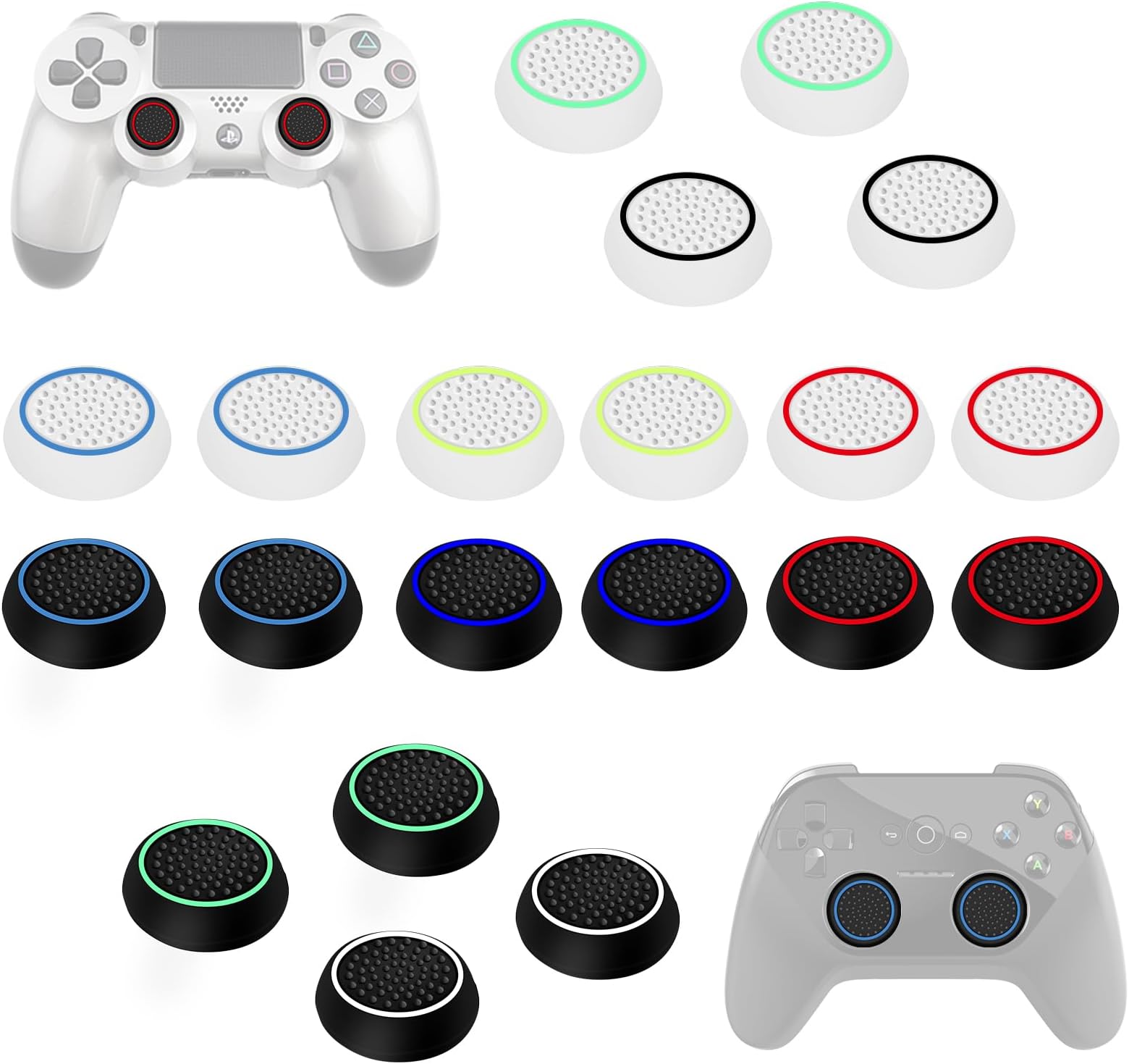 Joystick Analogique De Remplacement Poignées De Pouce Capuchons Boutons Manette Manette Ps4 Ps3 Xbox 360 Xbox One Ps5 80 Pieces 9235637430 L