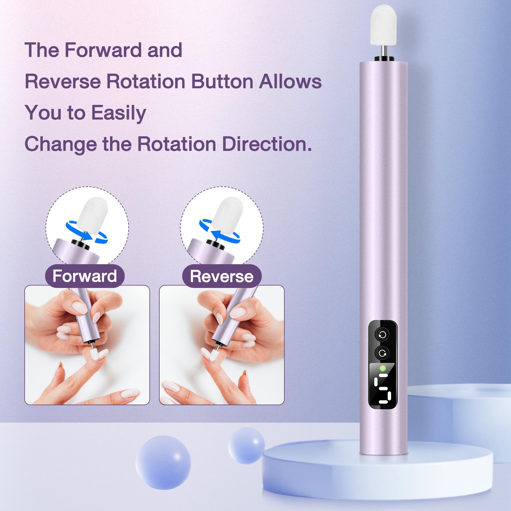 KKMOL 28000RPM Cordless Electric Nail Drill, Professional Rechargeable Nail File Kit - Image 4