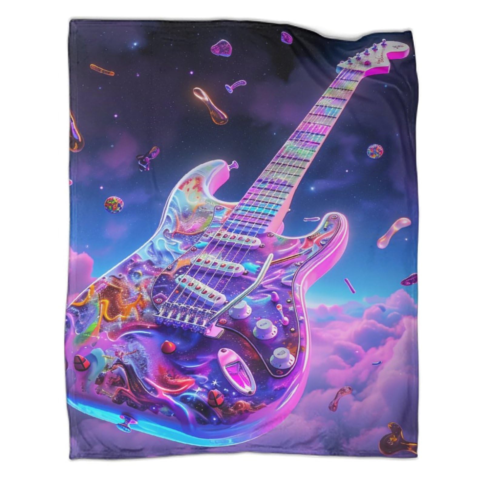 Couverture microfibre guitare anti-froid plaid léger et chaud pour lit et canapé