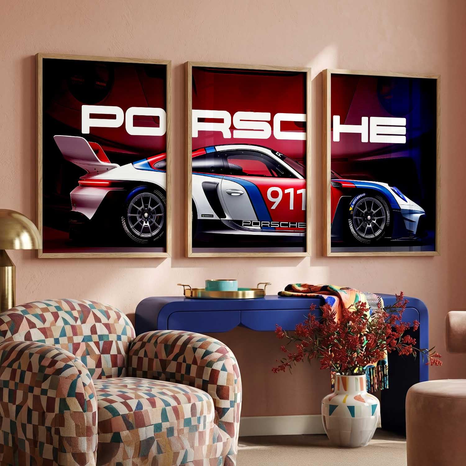 Porsche Car Posters - Set of 3 Framed Wall Art -8 Porsche Car Posters - Set of 3 Framed Wall Art -8