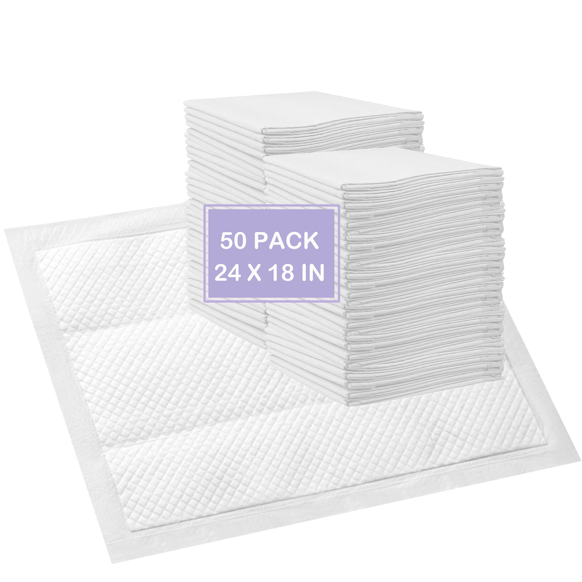 Disposable Changing Pad Liners 50 Pack Incontinence Changing Pads Diaper UnderPads Ultra Soft Super Absorbent Waterproof Mat 24 x18 in