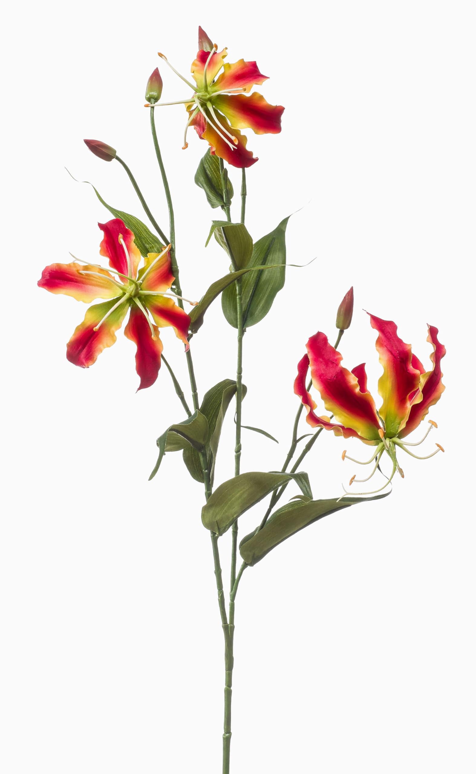 artplants.de Künstlicher Zweig Gloriosa TROFEL, pink-gelb, 90cm | Deko Gloriosazweig