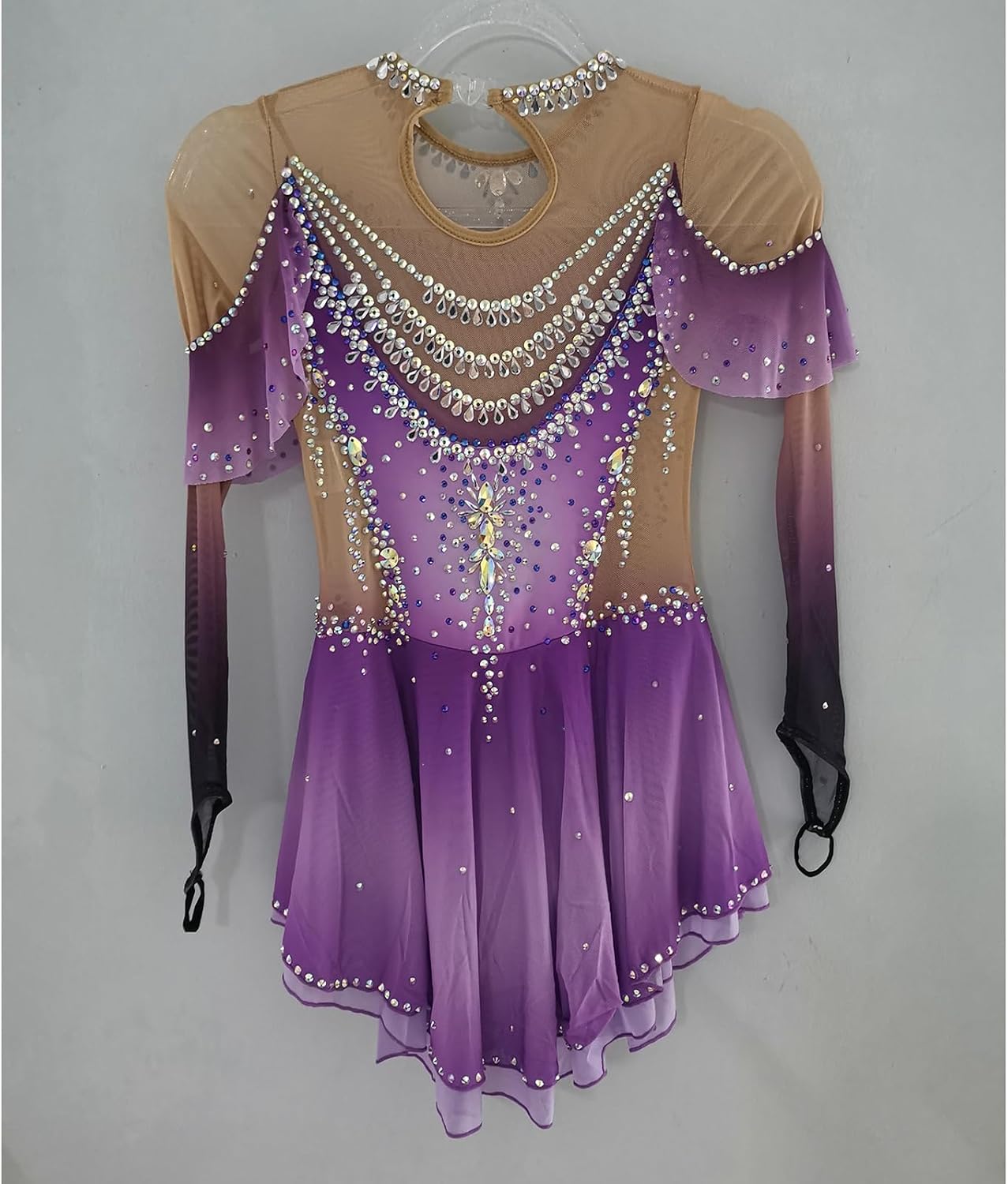 Purple Sparkly Figure Skating Skirt for Competitions and Shows Wear