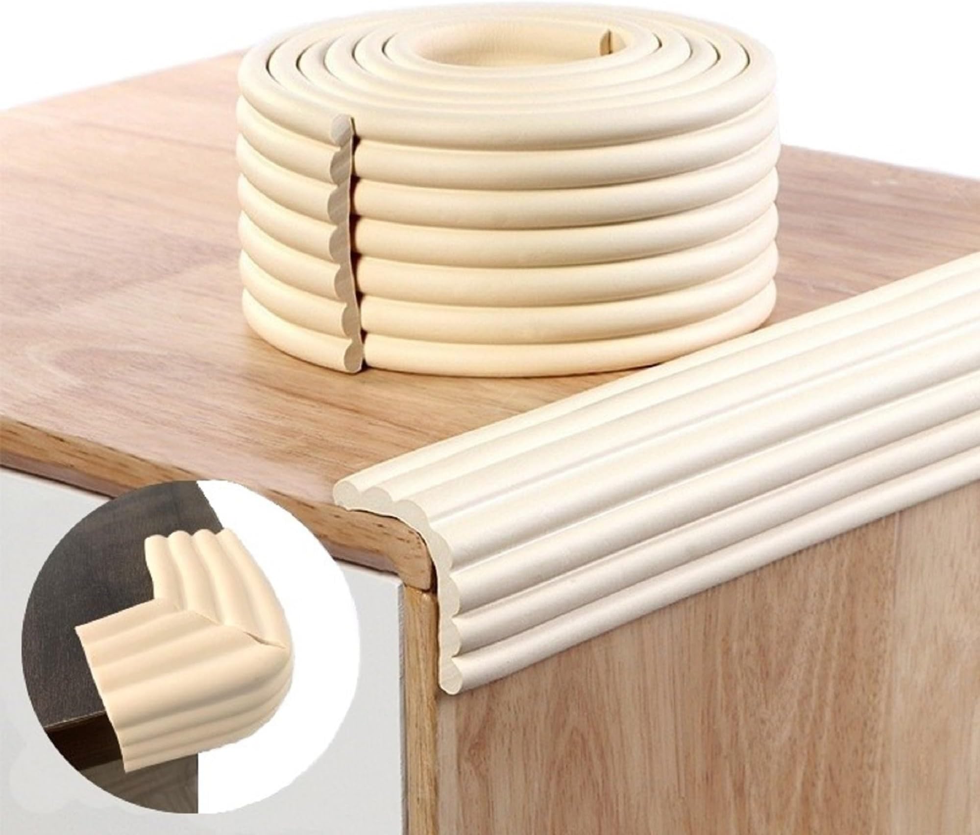 1 Pcs Corner Protector for Baby | Extra Thick Cushion Strip for Baby Safety | Edge Protector for Sharp Edges, Table, Desk, Wall Corners & Furniture – 2 Meter Long (Cream)