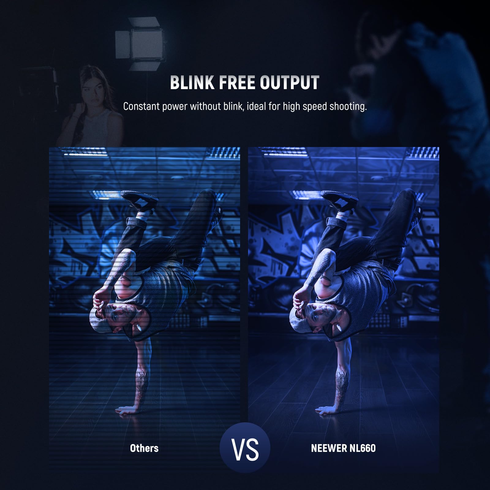 NEEWER 13" LED Video Light Panel Kit, 2 Pack Bi Color Dimmable with Tripod Stand, 4000mAh Battery, 3200K-5600K CRI97+, USB, for Studio/Streaming/YouTube, Black, NL-192AI: NL660 with Cleaning Cloth