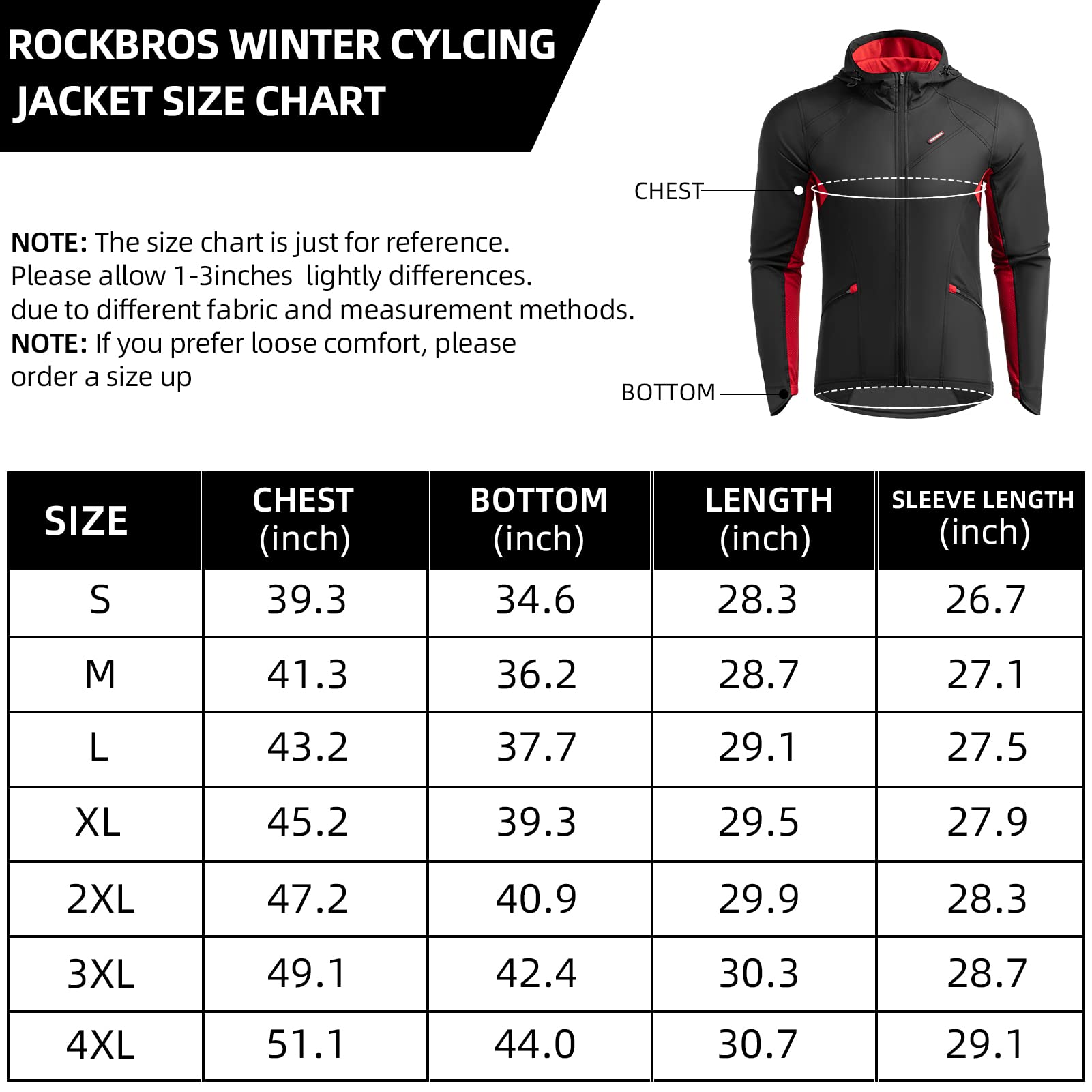 ROCKBROS Chaqueta Ciclismo Invierno Hombre Polar Térmico Antiviento Transpirable Reflectante
