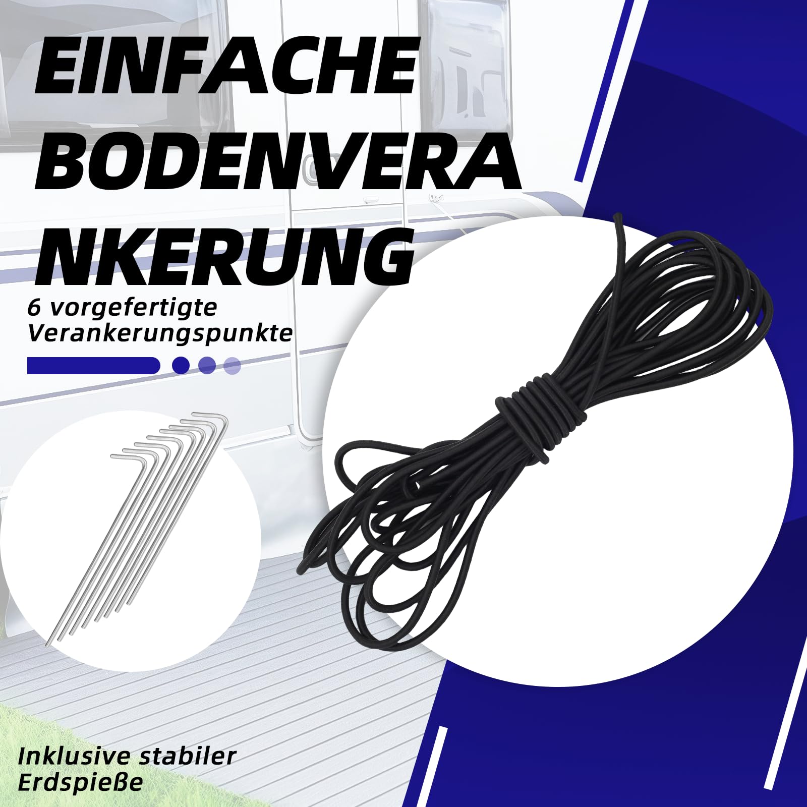 Bodenschürze Wohnwagenschürze für Wohnmobil Caravan, 700 x 50 cm, aus PU-Oxford-Gewebe