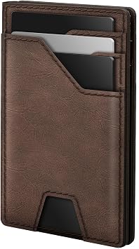 typecase Leather Wallet for Men Card Holder Premium Genuine Leather, RFID Blocking, Slim, Minimalist, Front Pocket - 15 Cards Capacity | ID Window | Money Clip Deep Brown