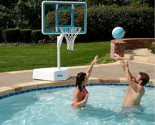Miniatura 3 de Dunn-Rite Splash Shoot Outdoor Adjustable Height Swimming Pool Basketball Hoop w Ball Base 18 Inch Stainless Steel Rim for Adults Kids Choose
