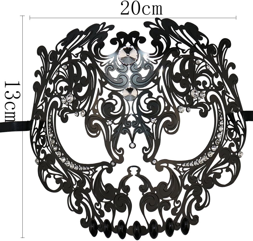 Coddsmz Halloween Masquerade Masks Full Face Mardi Gras Party Costume Mask Halloween Cosplay Mask Metal Mask with Rhinestone