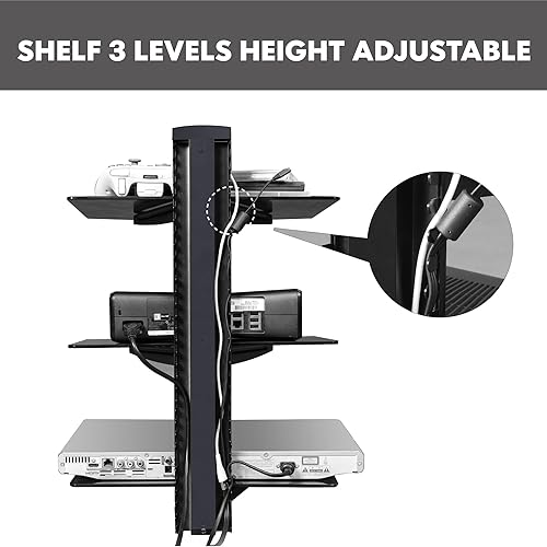 Miniatura 13 de Fenge estante para pared con vidrio templado, color negro, Vidrio, Negro