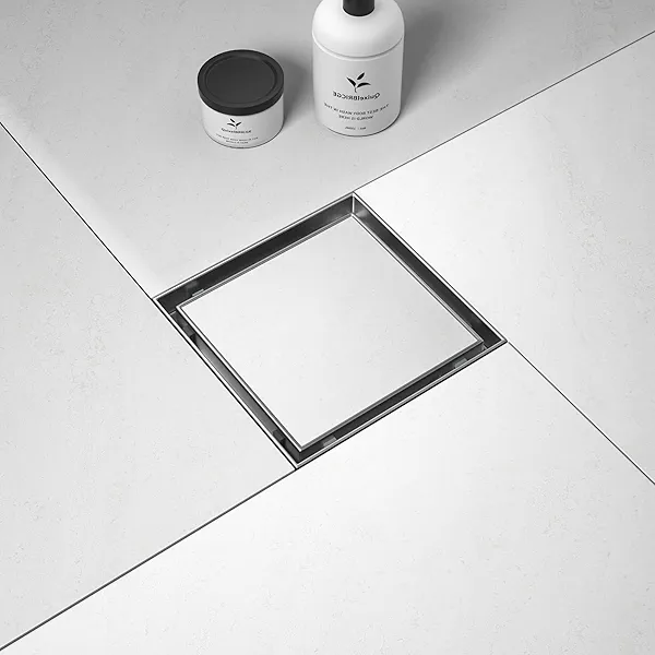 Bernkot Square Shower Drain 6", Brushed Floor Drain with Tiled Insert Grate & Hair Strainer, 304 Stainless Steel Bathroom 2-in-1 Tiled in Drain, CUPC Certified (Brushed, 6'')