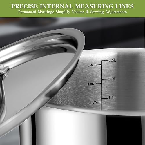 Miniatura 8 de EWFEN - Juego de ollas y sartenes de acero inoxidable de triple capa, juego de utensilios de cocina de inducción de 12 piezas, apto para horno y