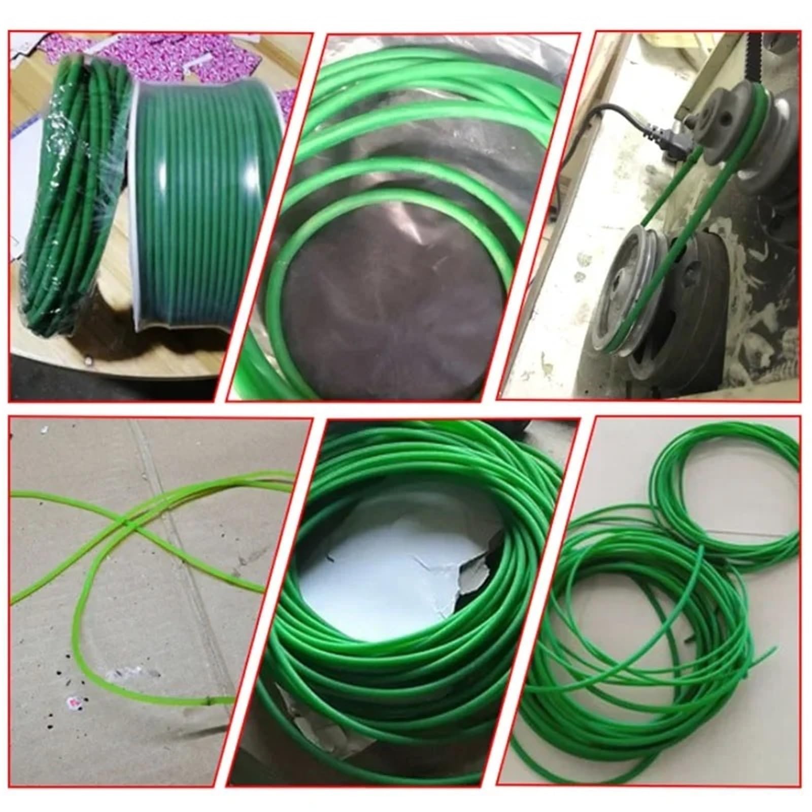 Cinghie Poly-V 1,5 2 2,5 3 3,5 4 5 6 7 8 10 12mm Nastri Trasportatori In Poliuretano Verde Rotondo Cinghia Trasmissione In PU Diametro Del Cavo Fusibile