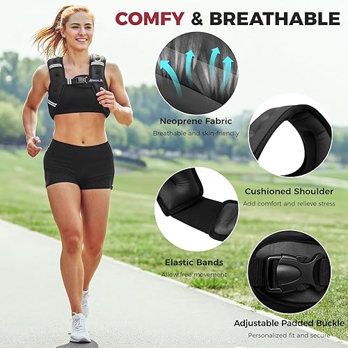 Miniatura 2 de BAGAIL Chaleco con peso de 5, 8, 10, 12, 15, 20, 25, 30 lbs, para caminar y perder peso, reflectante, con bolsa para teléfono, para mujeres