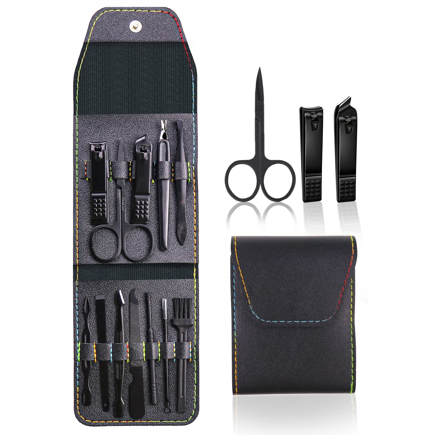 Manicure Set Nail Kit 12 in 1, Manicure Kit for Women Professional Nail Clippers Set, Manicure Kit Nail Care Kit Pedicure Kit - Black