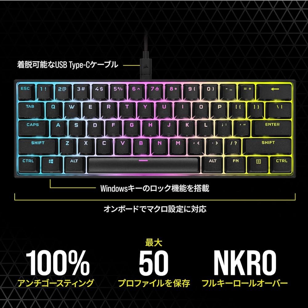 Amazon.co.jp: CORSAIR K65 RGB MINI CherryMX SPEED 日本レイアウト
