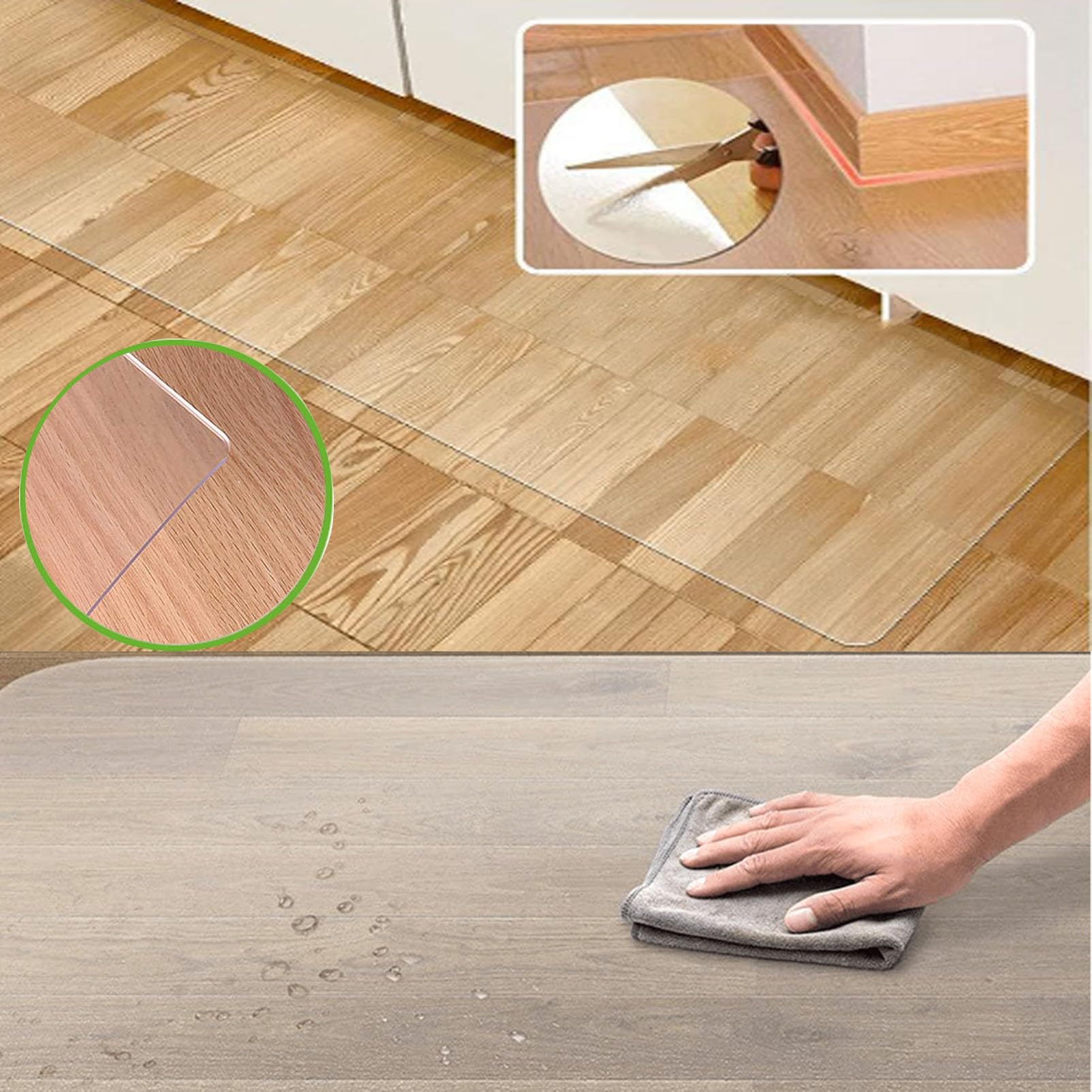 Bodenschutzmatte Transparent/Gefrostet, Größe wählbar, 2 mm Stärke Bodenschutzmatte Transparent Bürostuhl, PVC Bodenmatte Rutschfest Stuhlmatte Teppichschutz, Stuhlmatte (Transparent,2mm,160x300cm)