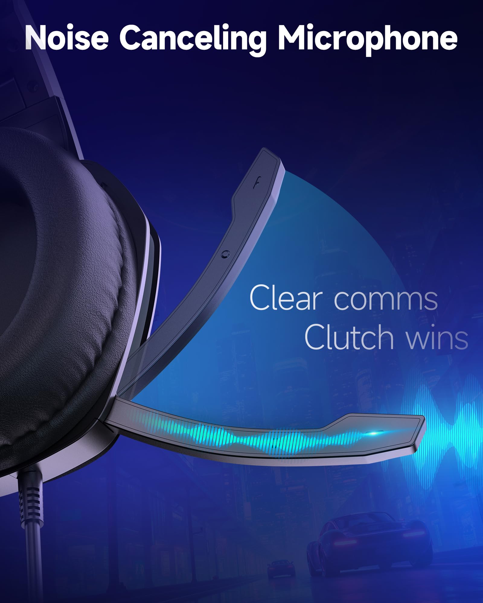 Cuffie da gioco per PS5, PS4, PC, Mac, Switch, serie Xbox, Surround Sound RGB Gaming Cuffie con microfono con cancellazione del rumore, driver dinamici da 50 mm, jack audio da 3,5 mm, nero