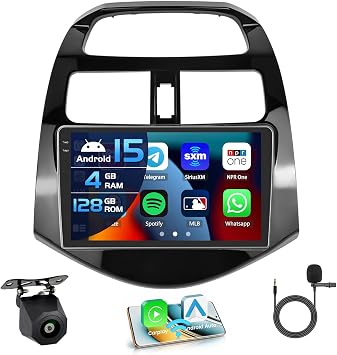 Inefala 4G 128G for Chevrolet Chevy Spark 2011-2014 Radio CarPlay 9" Incell Touchscreen Car Stereo Android 15 Android Auto Bluetooth 5.0 GPS WiFi 15UI Backup Camera