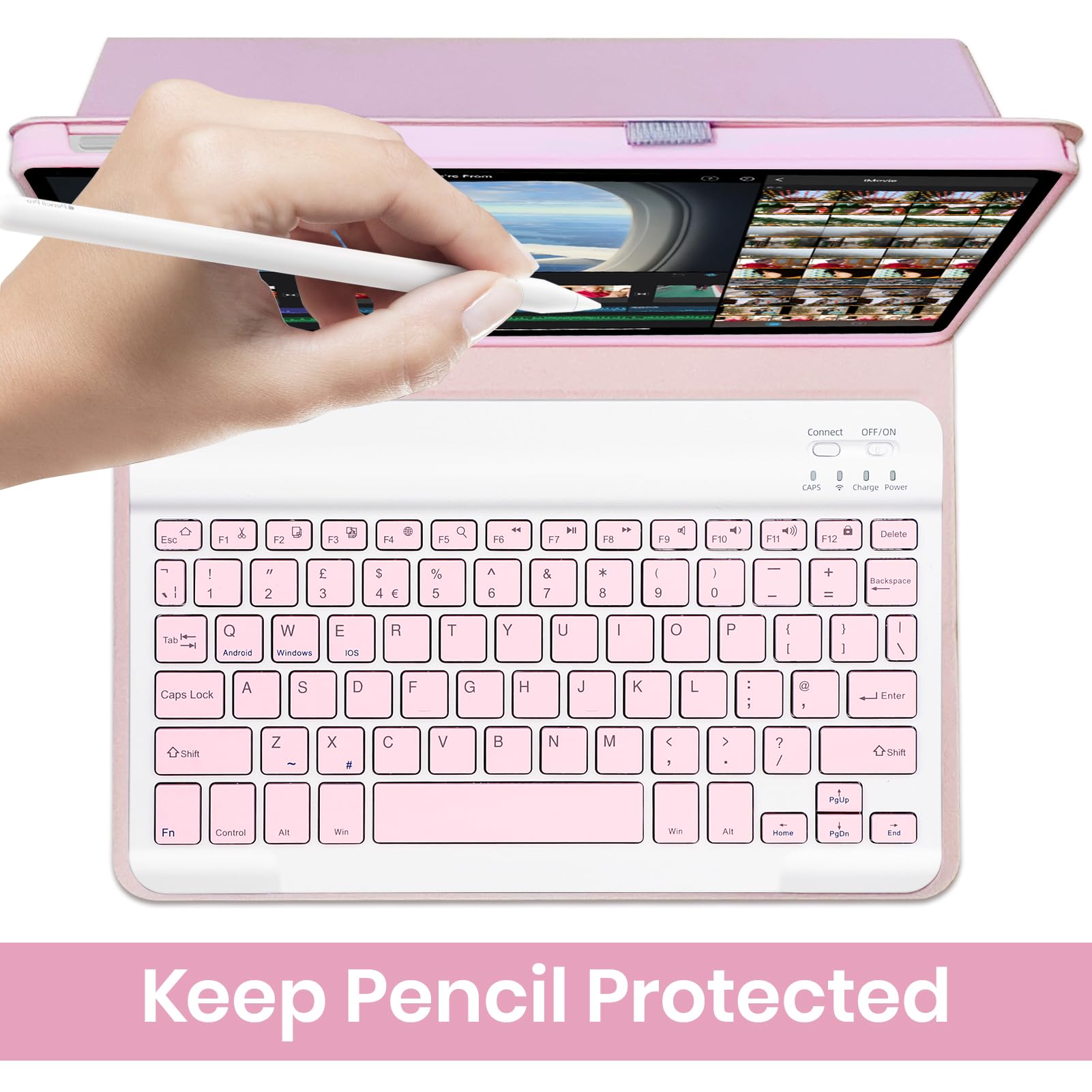 Funda Teclado para Lenovo Idea Tab 2025 11 Pulgadas(TB336FU/TB336ZU),Soporte para Lápiz y Teclado Recargable, [Español] Magnético Desmontable BluetoothTeclado para tablet lenovo idea 11 (Rosa)