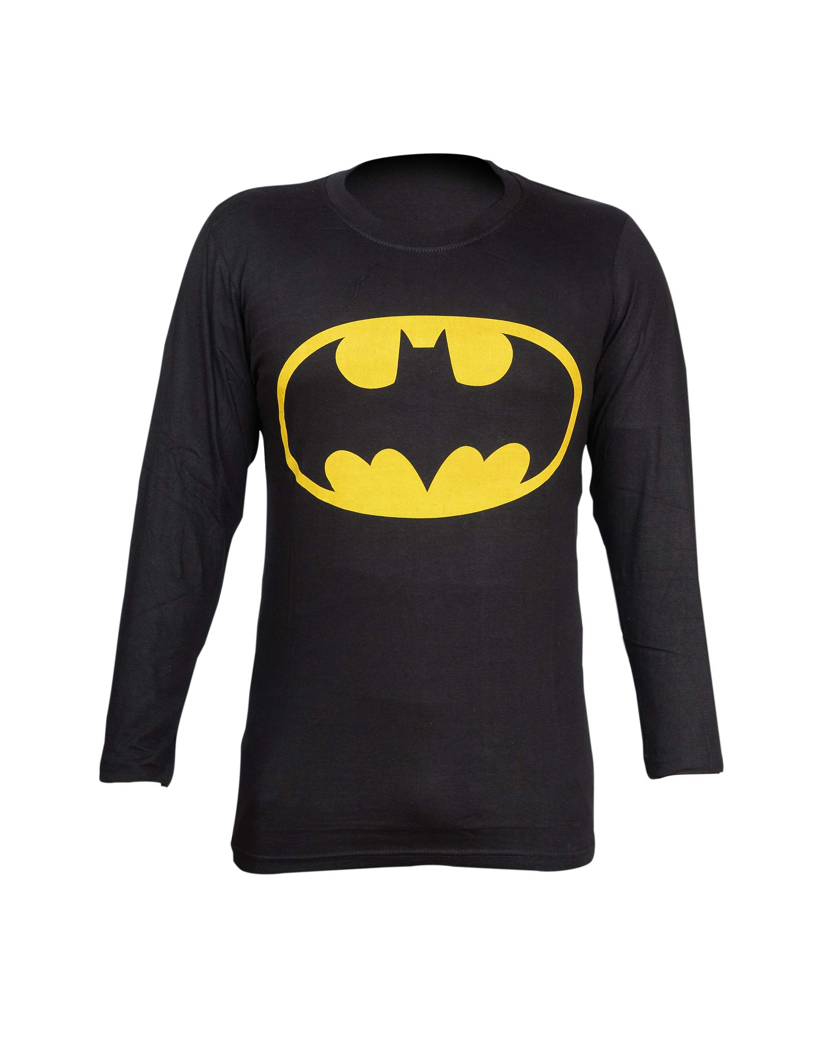 Batman Design Boy's Cotton Round Full Sleeve Neck Tshirt in Black