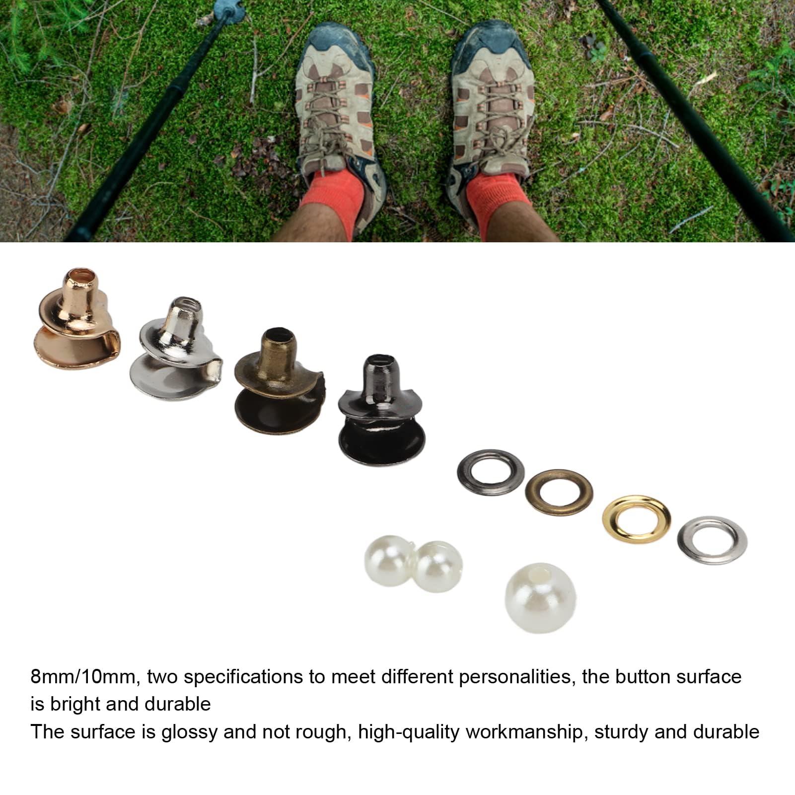 Crochets de dentelle de botte en cuivre pur, crochets ronds en forme de U pour chaussures, Kit de réparation de bottes, outil d'installation extérieur d'alpinisme 8mm (10mm)