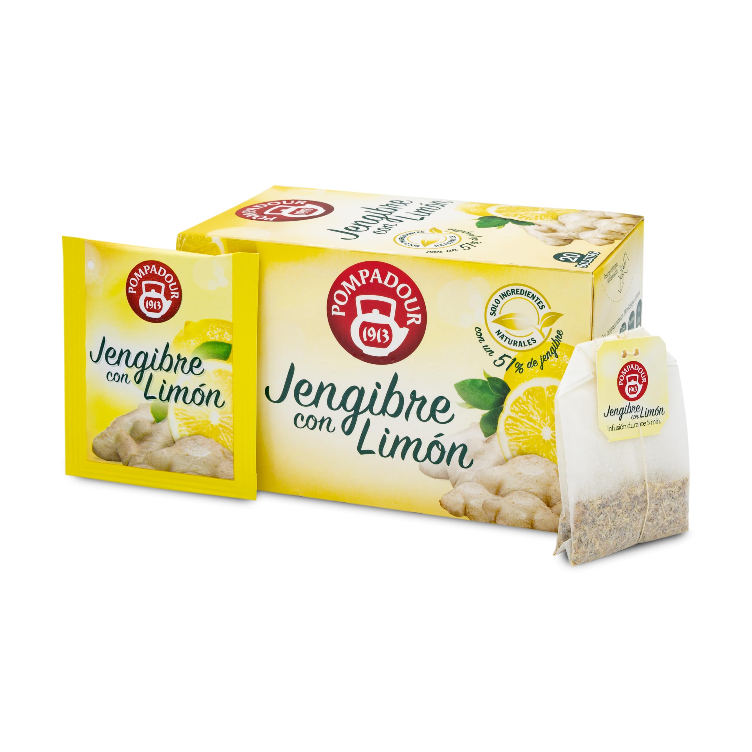 Pompadour Infusion Jengibre con Limón, 20 Bolsitas