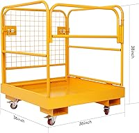 Vista 2 de Jaula de seguridad para carretilla elevadora de 36 x 36 pulgadas, capacidad de 1150 libras, plataforma de trabajo plegable resistente, carretilla