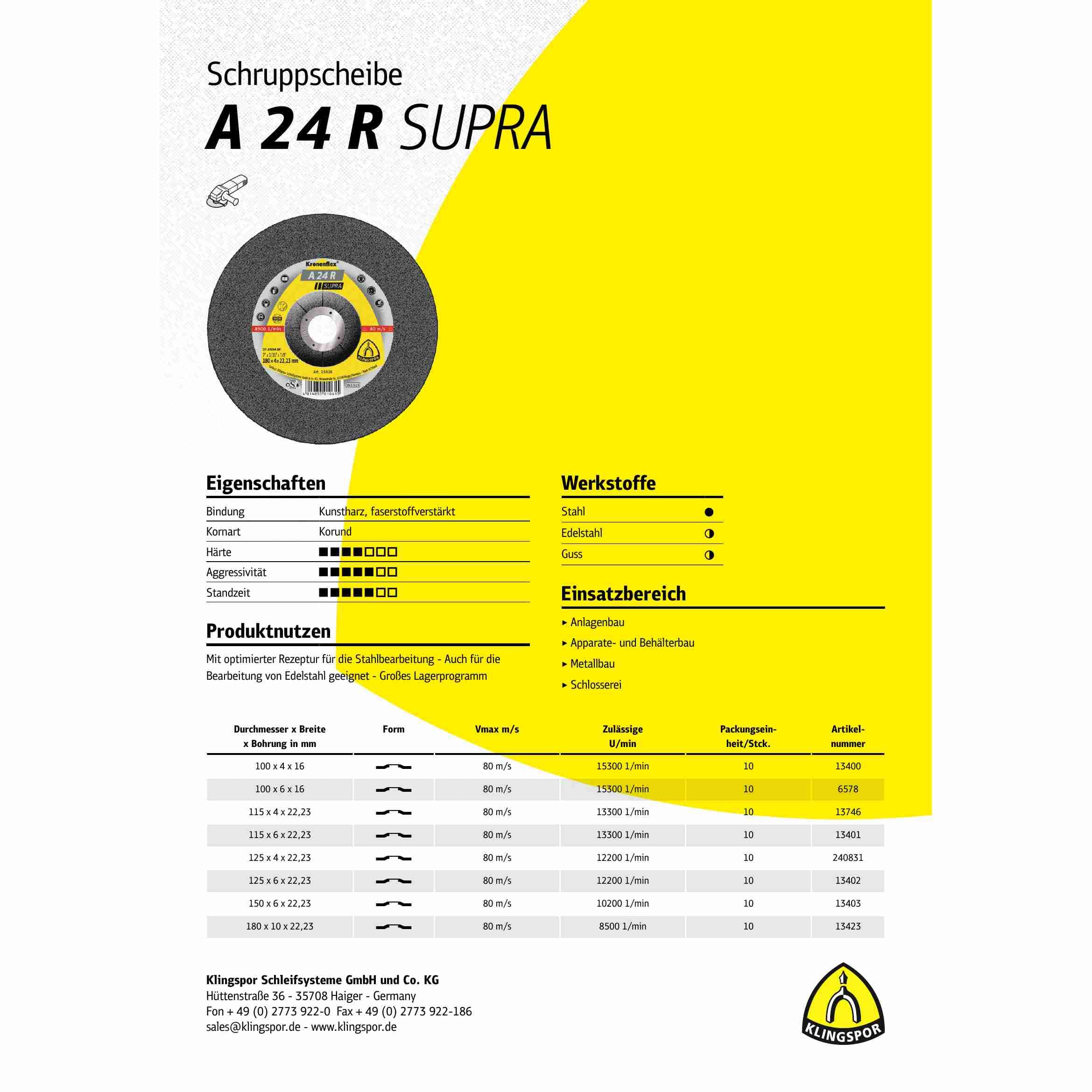 A 24 R - Discos Amoladora de Desbaste (10 unidades, 230 x 8 x 22,23 mm, acodado)