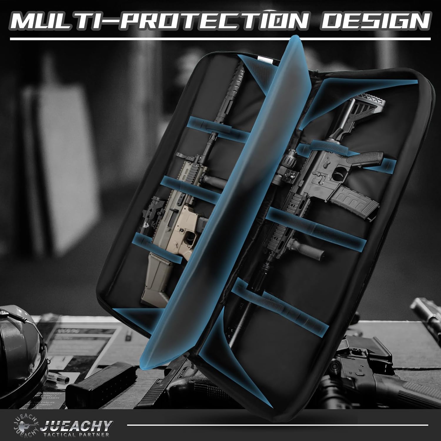 Jueachy Tactical Double Rifle Bag: 42 Inch Rifle Case Long Gun Bag Soft Bags Conceal Backpack Strap Lockable Compartment - Image 5