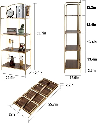 Miniatura 37 de Crofy - Estantería plegable sin montaje para sala de estar, estante plegable blanco de 5 niveles para oficina en casa, organizador de almacenamiento