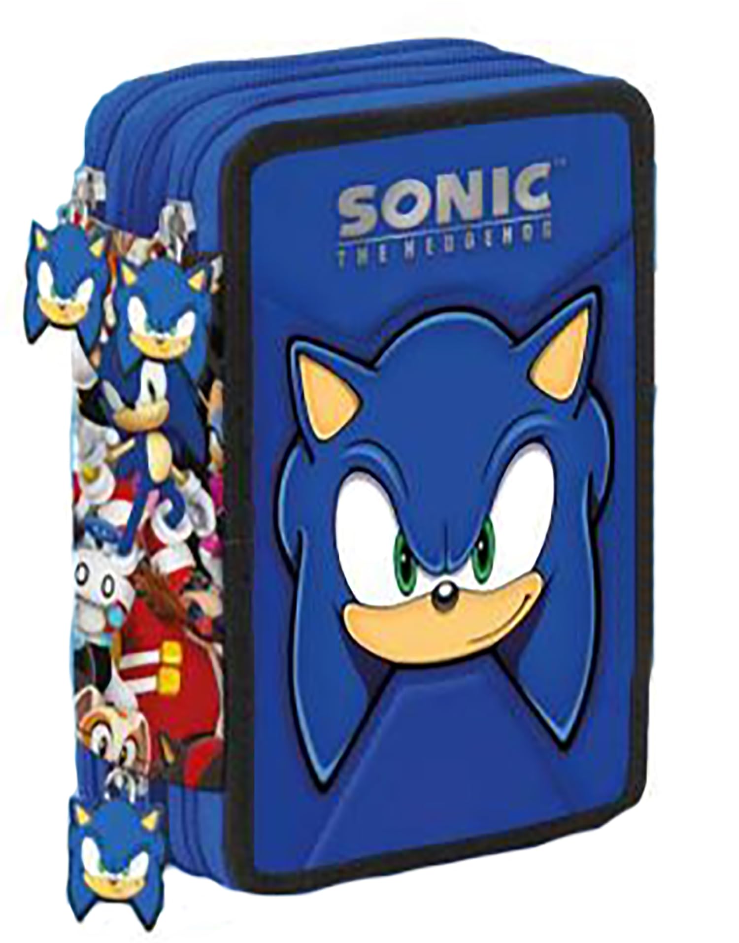 Characters Cartoons Estuche triple Sonic, turquesa, Dibujos animados