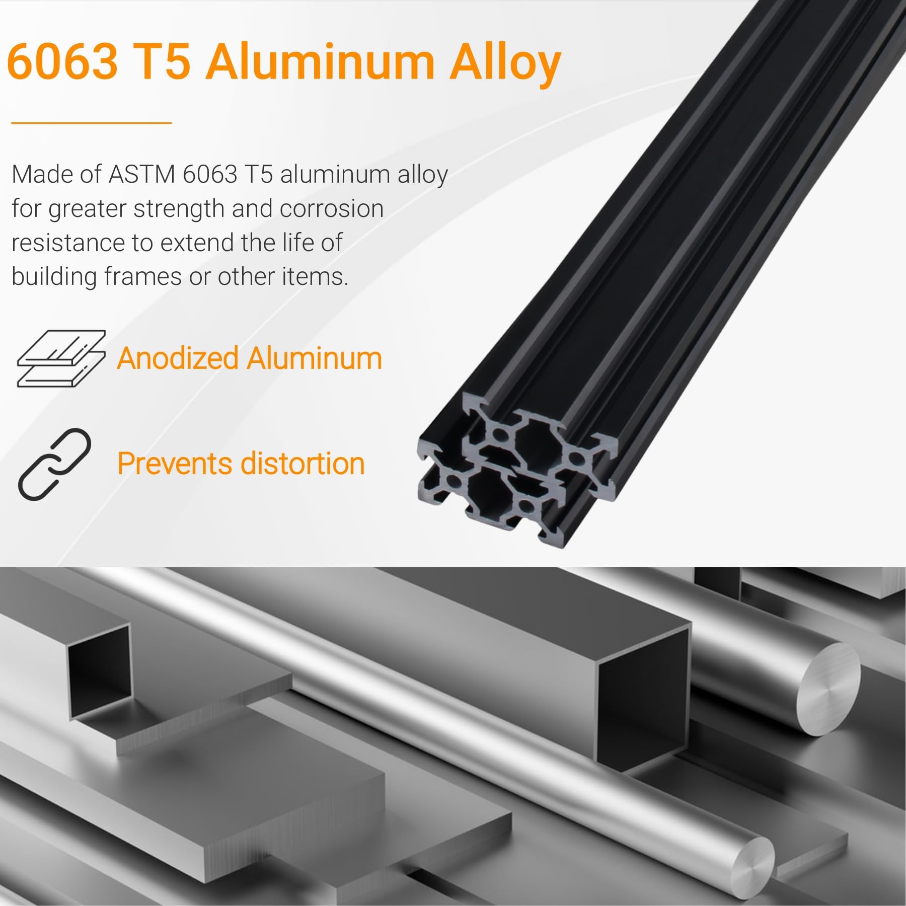 6 Stück 2000mm Aluminiumprofil Extrusions Linearschiene Europäische Norm 6063-T5 Eloxierte Oberfläche 20X40 V Typ Schlitz 6.2mm Aluminium profil für 3D-Drucker CNC
