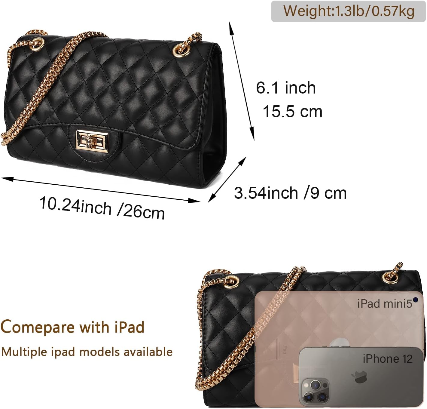 Gladdon Quilted Crossbody Purse for Women Trendy Ladies Shoulder Bag with Chain Designer Purses - Image 7
