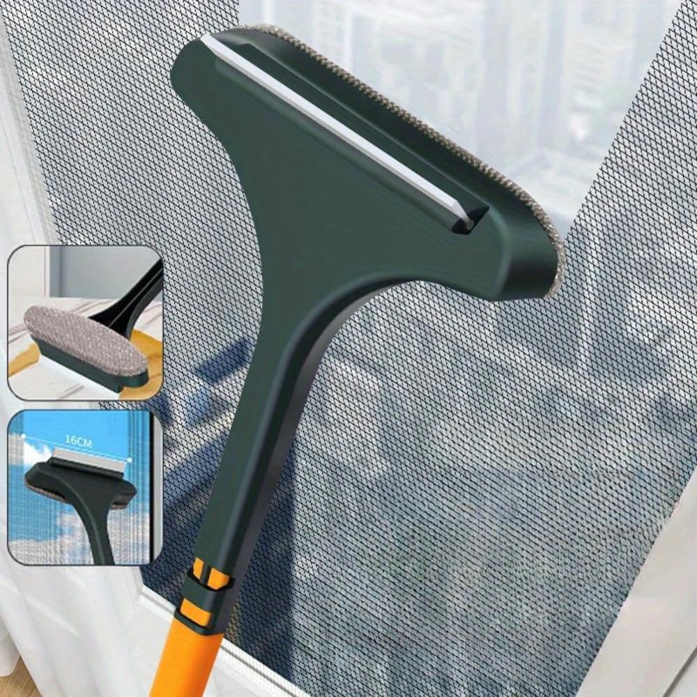 Radhav Mart 2 in 1 Mesh Cleaning Brush Wiper, Dual-Sided Window Screen Cleaner with Squeegee, Multi-Purpose Glass, Shower, Car Windshield & Screen Door Cleaning Tool 4