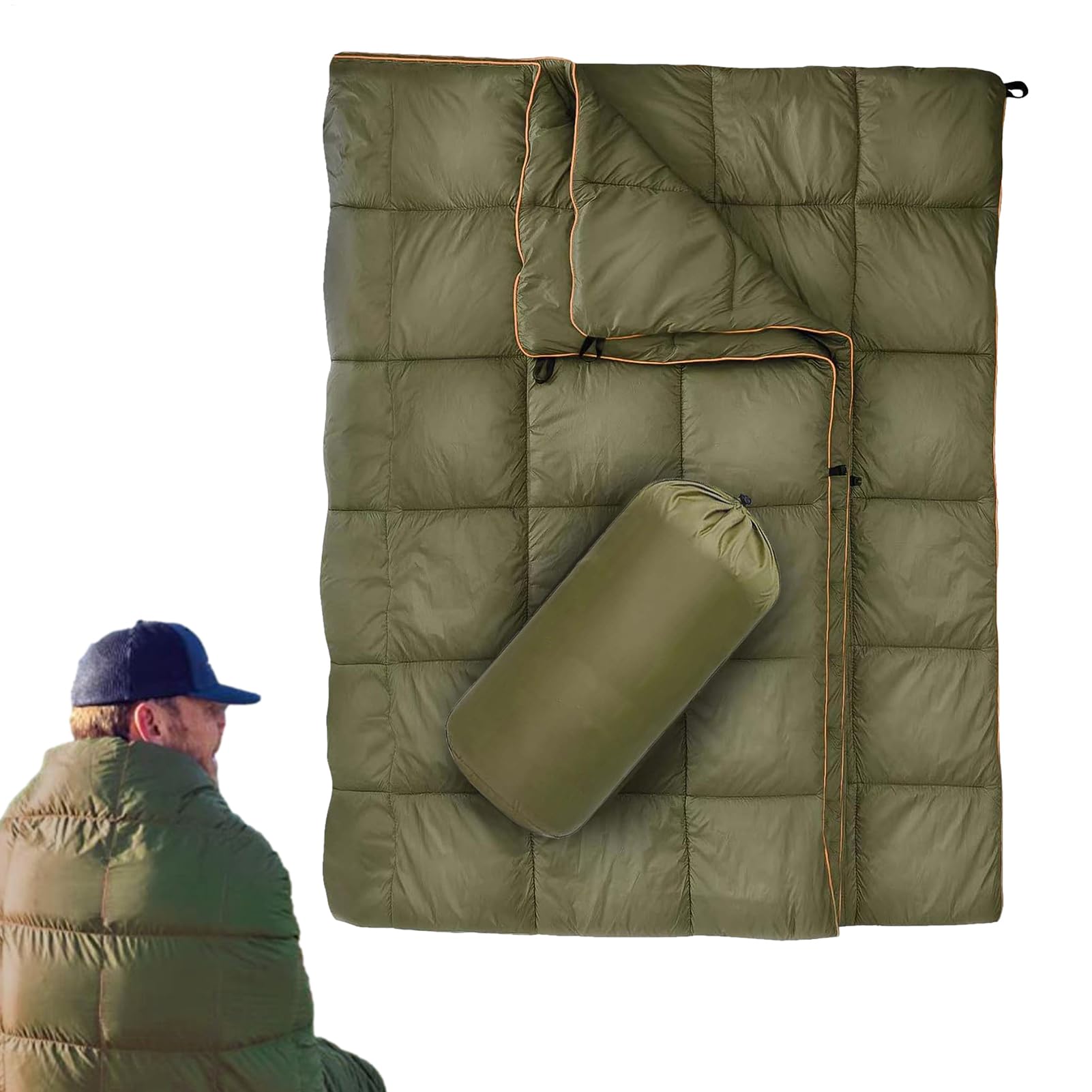 Coperta da campeggio in piuma – coperta termica isolata per esterni | piumino impermeabile | ideale per campeggio, escursioni, viaggi, coperta leggera portatile per avventure all'aperto, casa, pi
