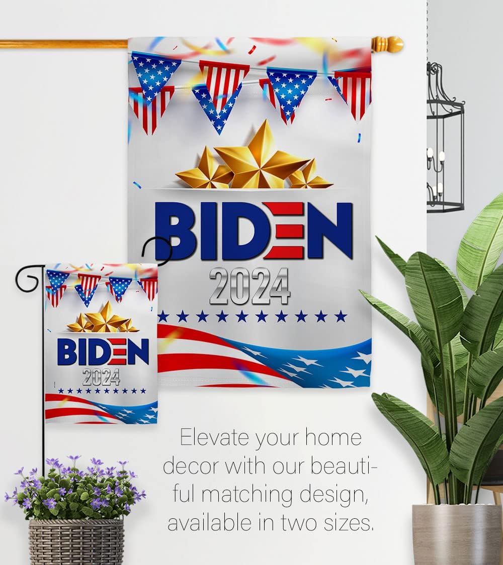 Biden Harris Flag 2020 Set Patriotic Vote President Democrat Republican Tea Party United State American Election Banner Small Yard Gift Double-Sided, 1 x House & 1 x Garden Flags, Thick Fabric
