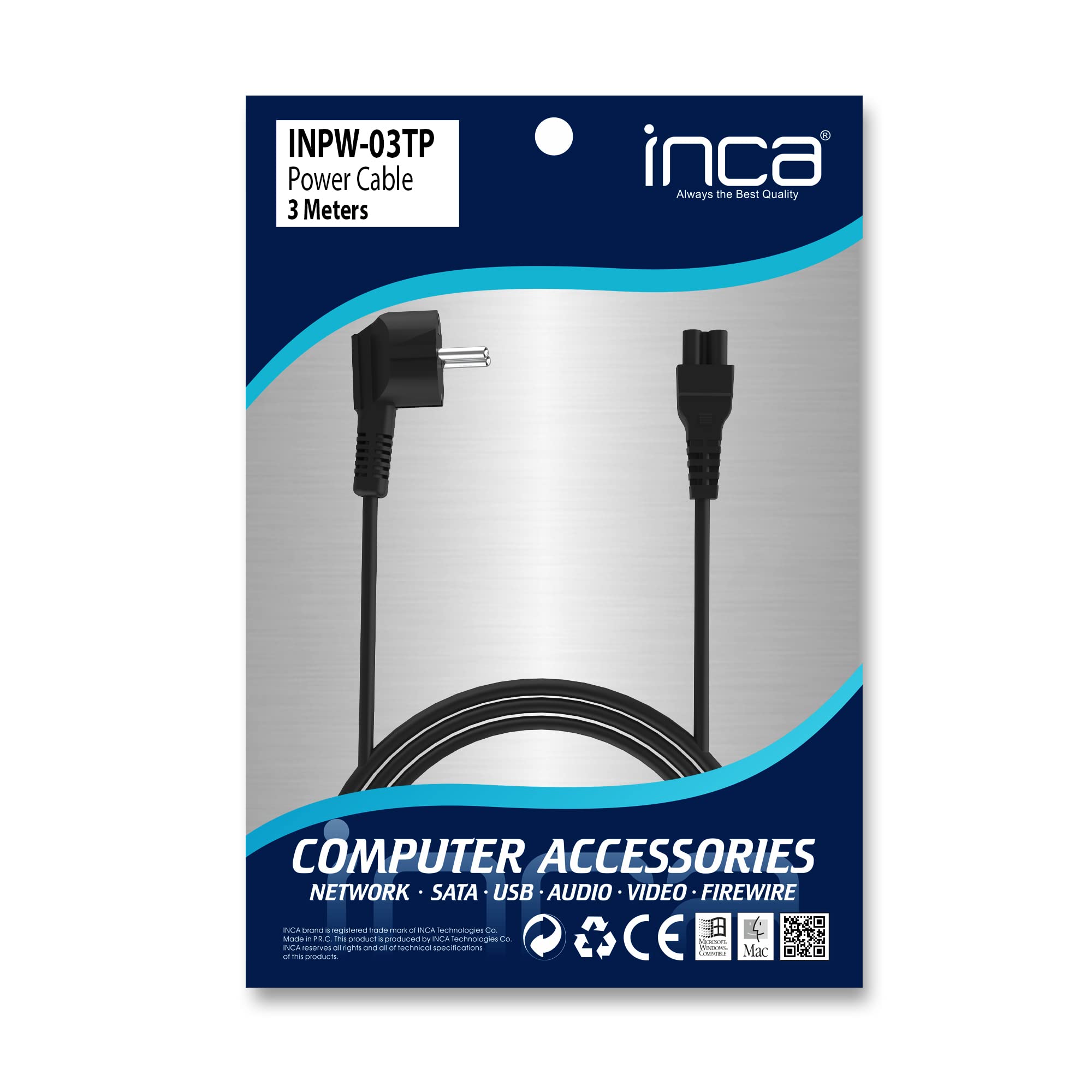 INCA INPW-03TP kabel zasilający do notebooka 3M