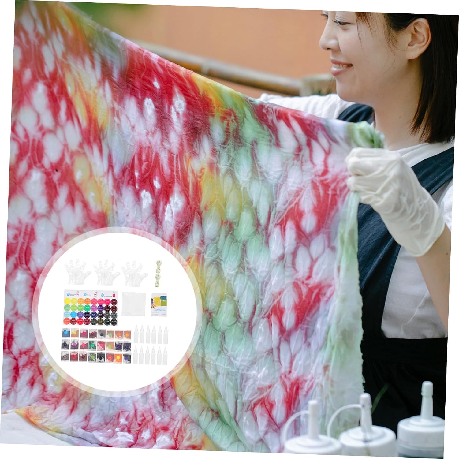 Tie Dye Kit for Adults 24 Color Powder Dye Set Safe Supplies for Scarves and T-Shirts for DIY Craft Parties and Group Activities